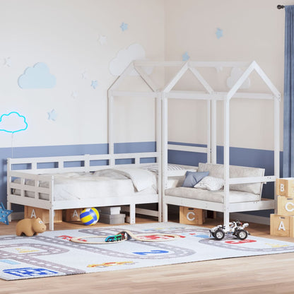 vidaXL Day Bed and Bench Set with Roof without Mattress White 80x200cm 1