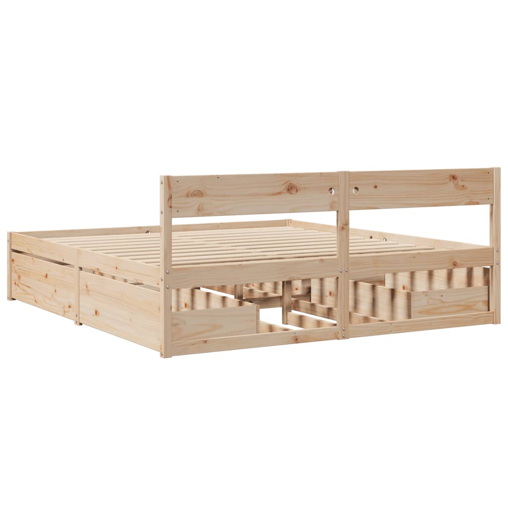 vidaXL Bed Frame without Mattress 200x200 cm Solid Wood Pine 6