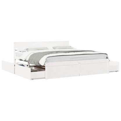 vidaXL Bed Frame without Mattress White 200x200 cm Solid Wood Pine 2