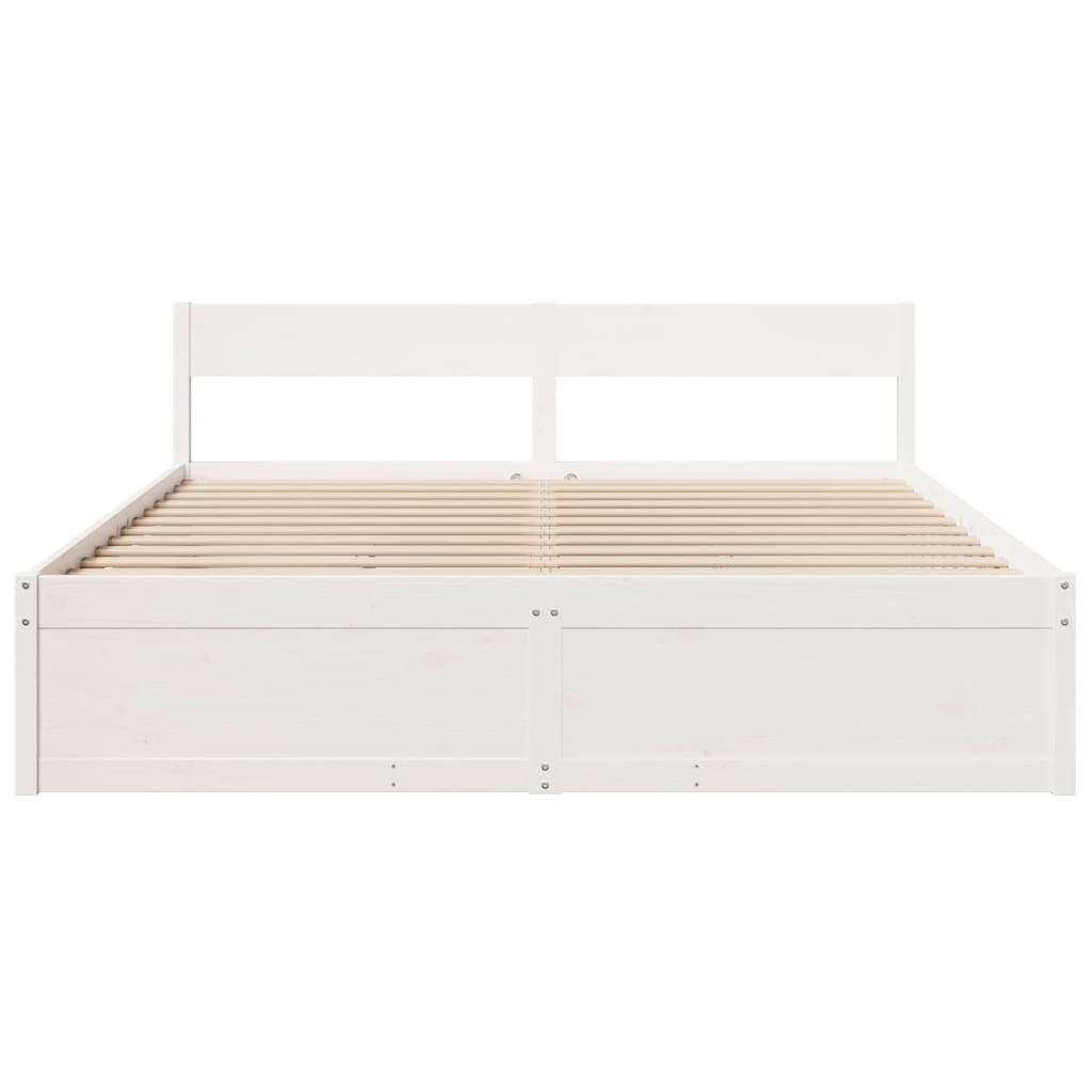vidaXL Bed Frame without Mattress White 200x200 cm Solid Wood Pine 4