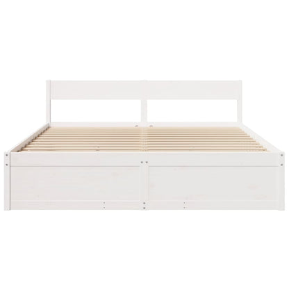vidaXL Bed Frame without Mattress White 200x200 cm Solid Wood Pine 4