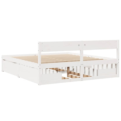vidaXL Bed Frame without Mattress White 200x200 cm Solid Wood Pine 6