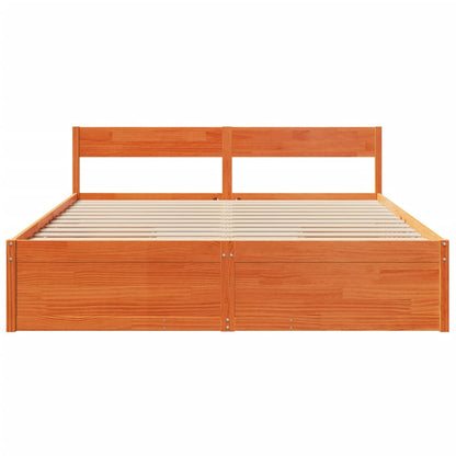 vidaXL Bed Frame without Mattress Wax Brown 200x200 cm Solid Wood Pine 4