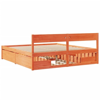 vidaXL Bed Frame without Mattress Wax Brown 200x200 cm Solid Wood Pine 5