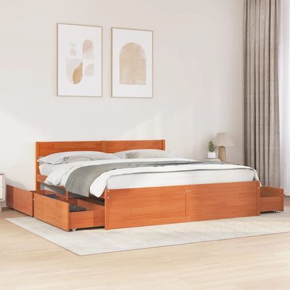 vidaXL Bed Frame without Mattress Wax Brown 200x200 cm Solid Wood Pine 1
