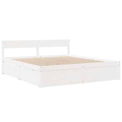 vidaXL Bed Frame without Mattress White 180x200 cm Solid Wood Pine 3