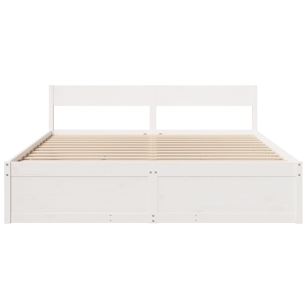 vidaXL Bed Frame without Mattress White 180x200 cm Solid Wood Pine 4