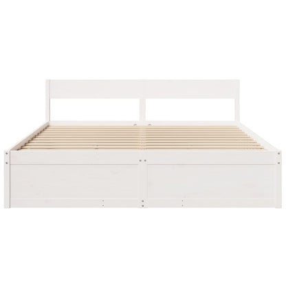 vidaXL Bed Frame without Mattress White 180x200 cm Solid Wood Pine 4