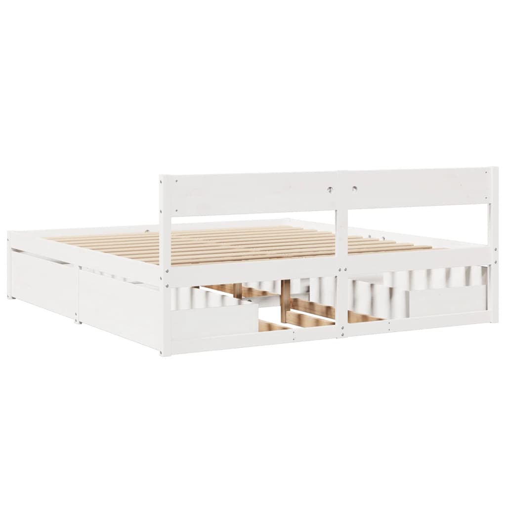 vidaXL Bed Frame without Mattress White 180x200 cm Solid Wood Pine 6
