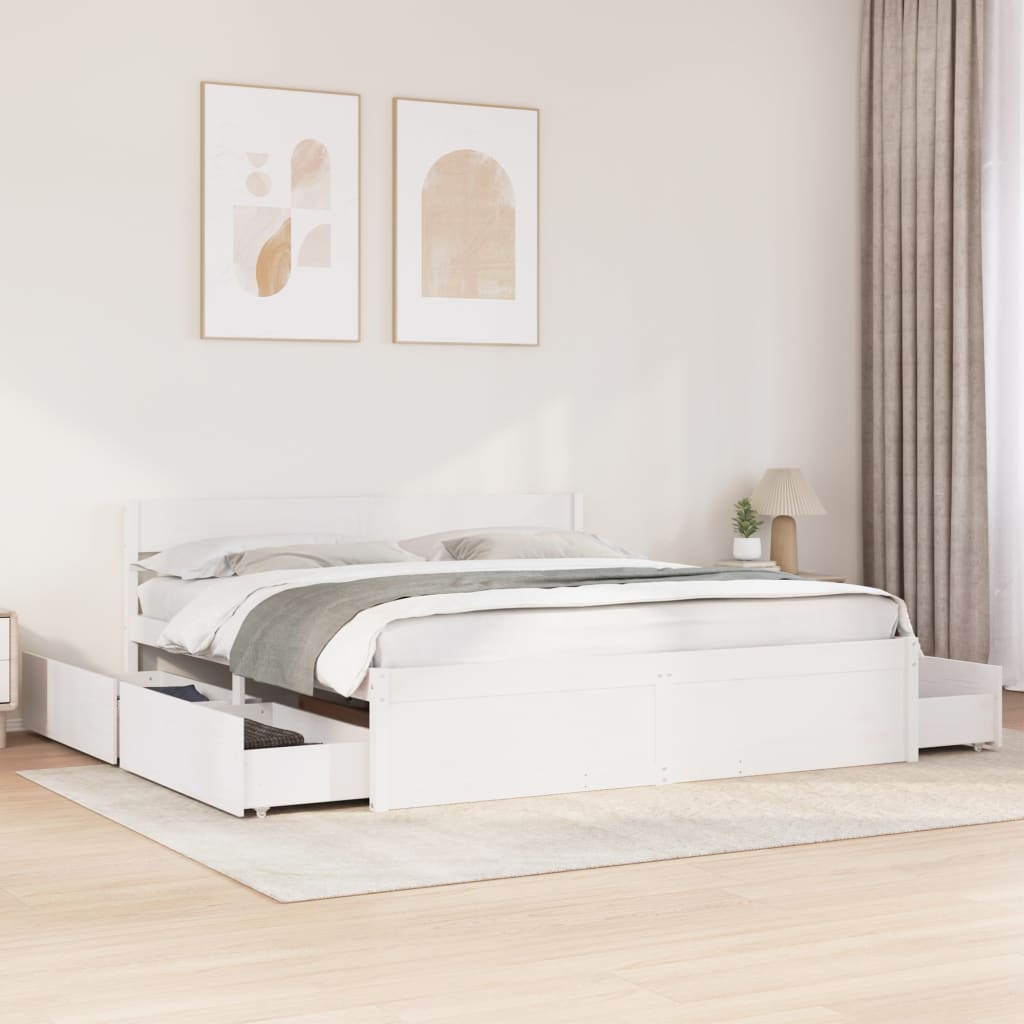 vidaXL Bed Frame without Mattress White 180x200 cm Solid Wood Pine 1
