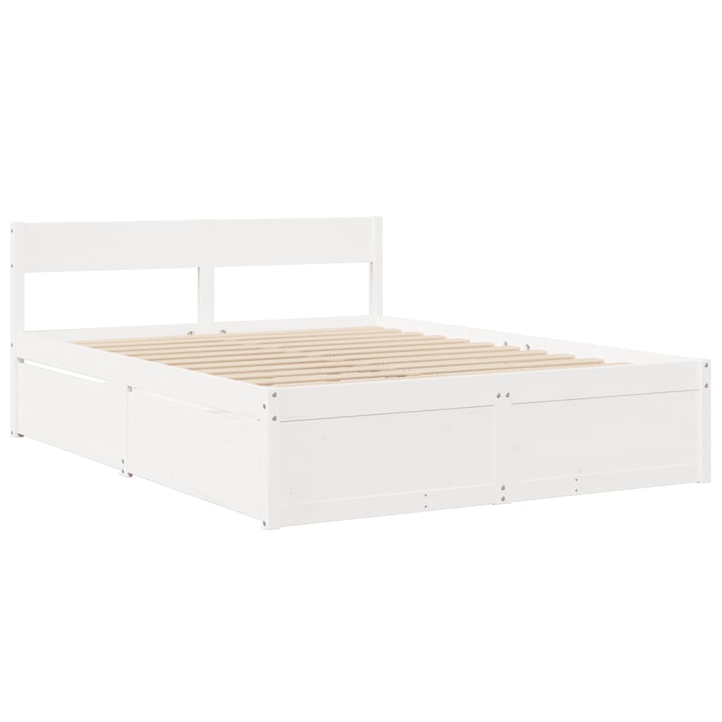 vidaXL Bed Frame without Mattress White 160x200 cm Solid Wood Pine 3