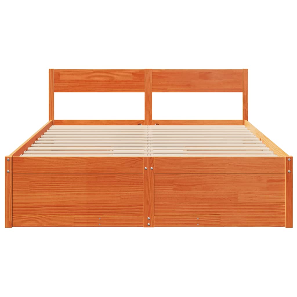 vidaXL Bed Frame without Mattress Wax Brown 160x200 cm Solid Wood Pine 4