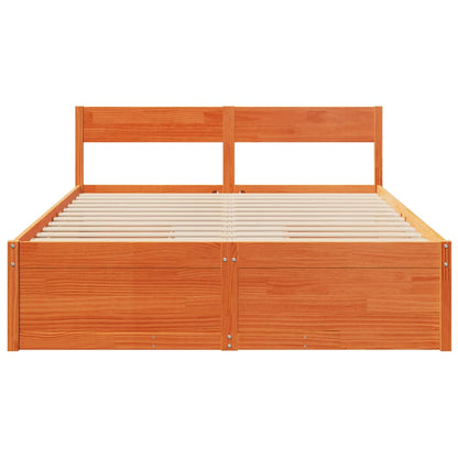 vidaXL Bed Frame without Mattress Wax Brown 160x200 cm Solid Wood Pine 4