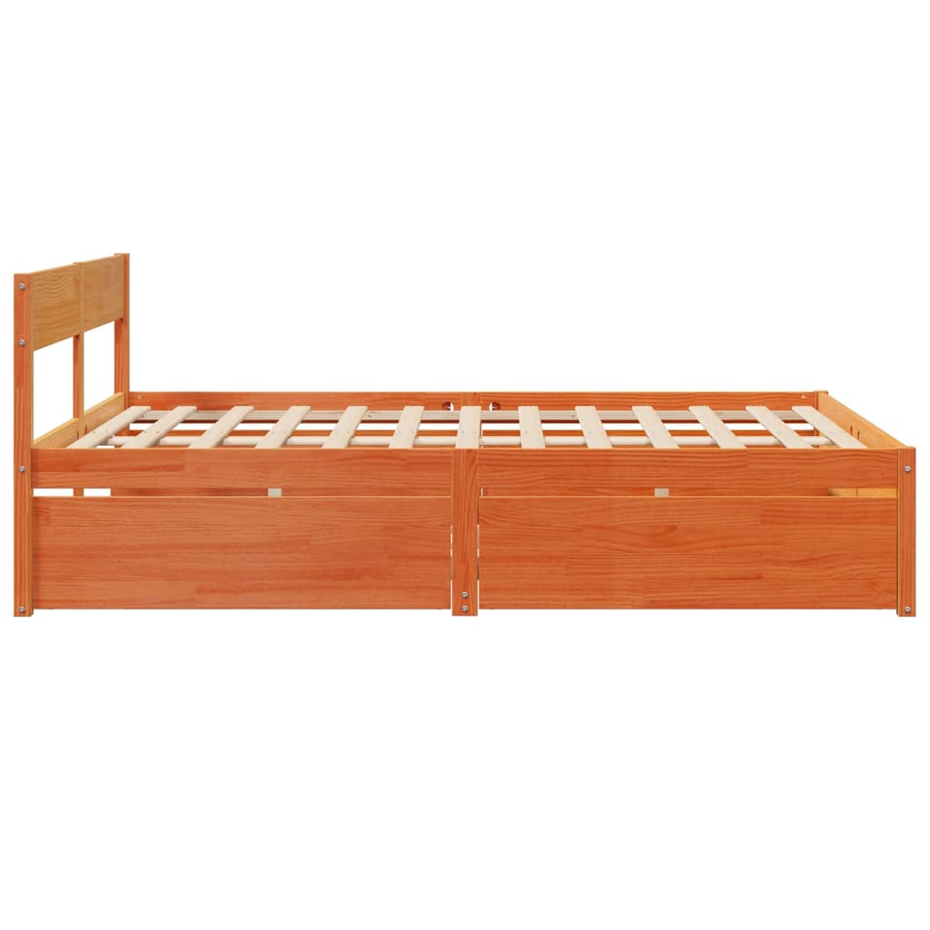 vidaXL Bed Frame without Mattress Wax Brown 160x200 cm Solid Wood Pine 5