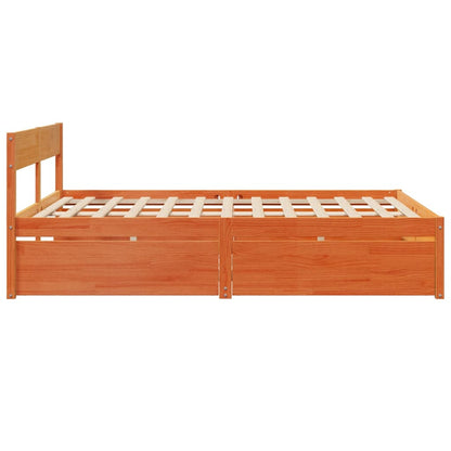 vidaXL Bed Frame without Mattress Wax Brown 160x200 cm Solid Wood Pine 5