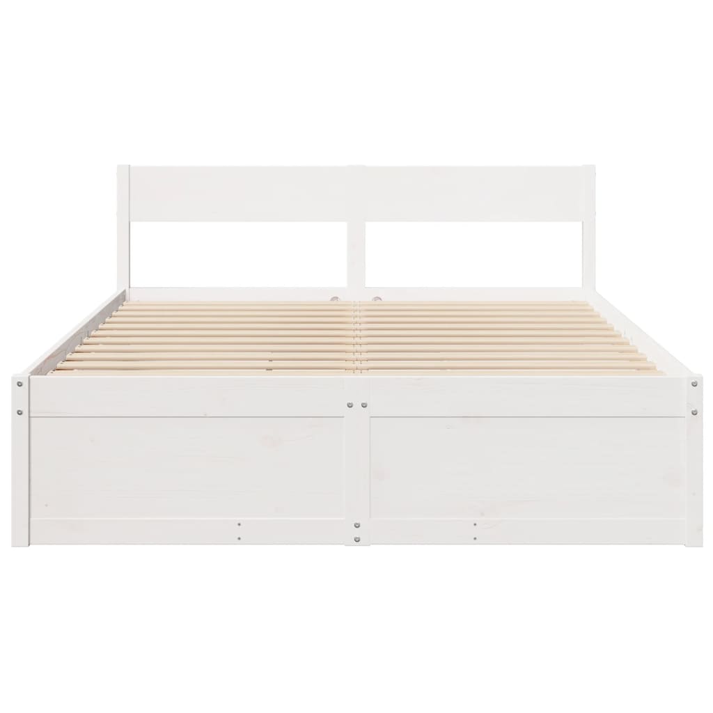 vidaXL Bed Frame without Mattress White 150x200 cm Solid Wood Pine 4