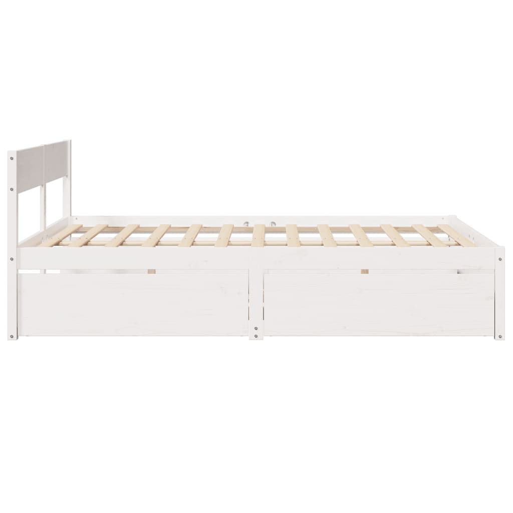 vidaXL Bed Frame without Mattress White 150x200 cm Solid Wood Pine 5