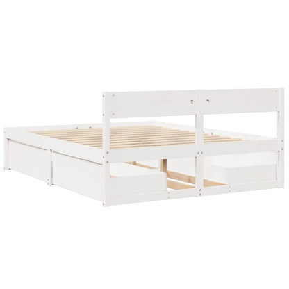 vidaXL Bed Frame without Mattress White 150x200 cm Solid Wood Pine 6