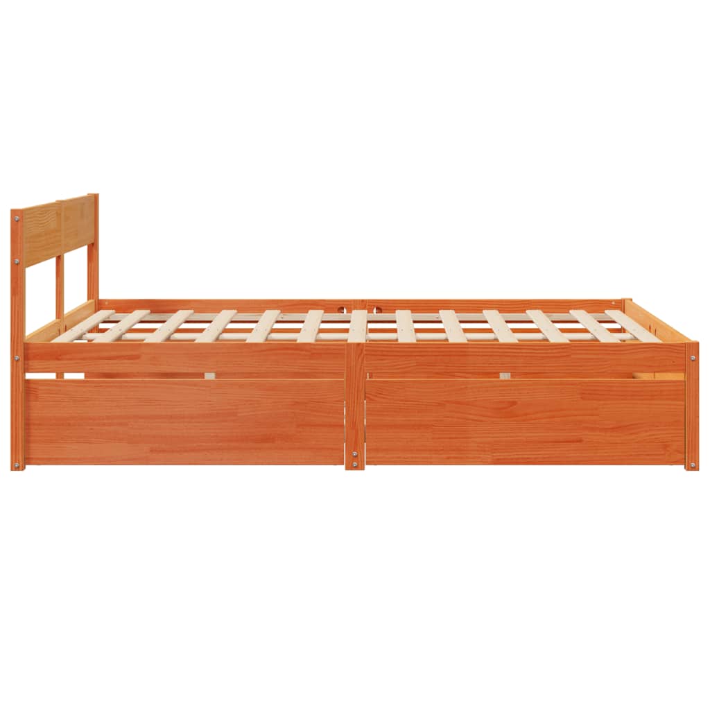 vidaXL Bed Frame without Mattress Wax Brown 150x200 cm Solid Wood Pine 5