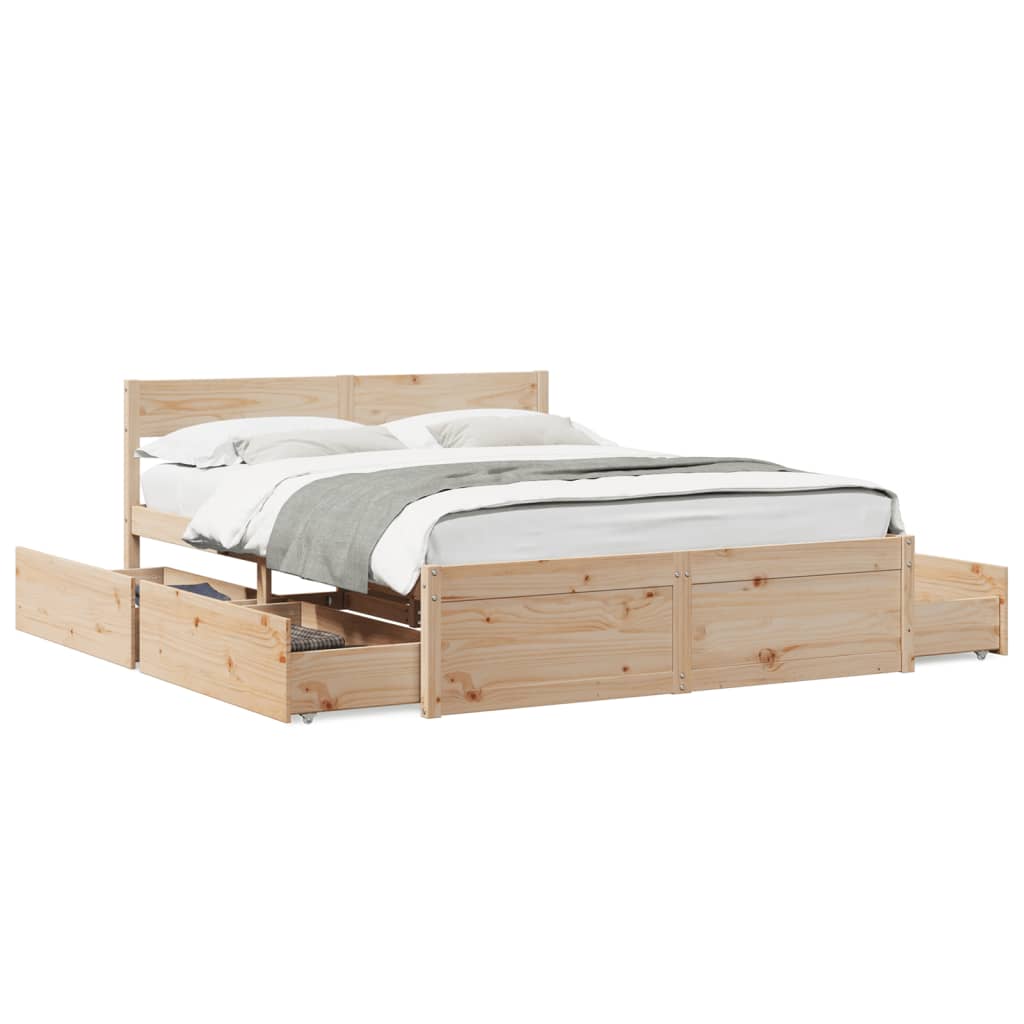 vidaXL Bed Frame without Mattress 140x200 cm Solid Wood Pine 2