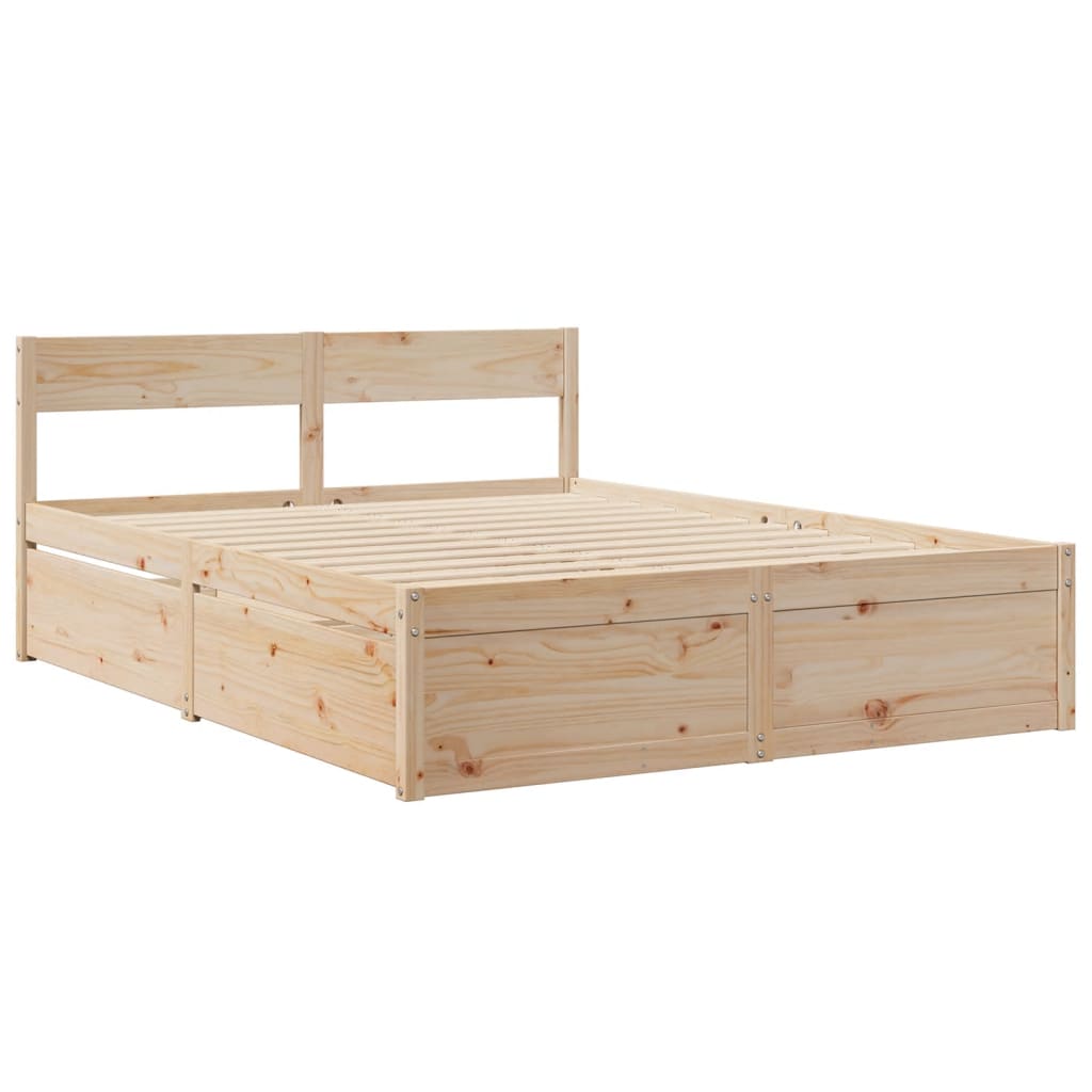 vidaXL Bed Frame without Mattress 140x200 cm Solid Wood Pine 3