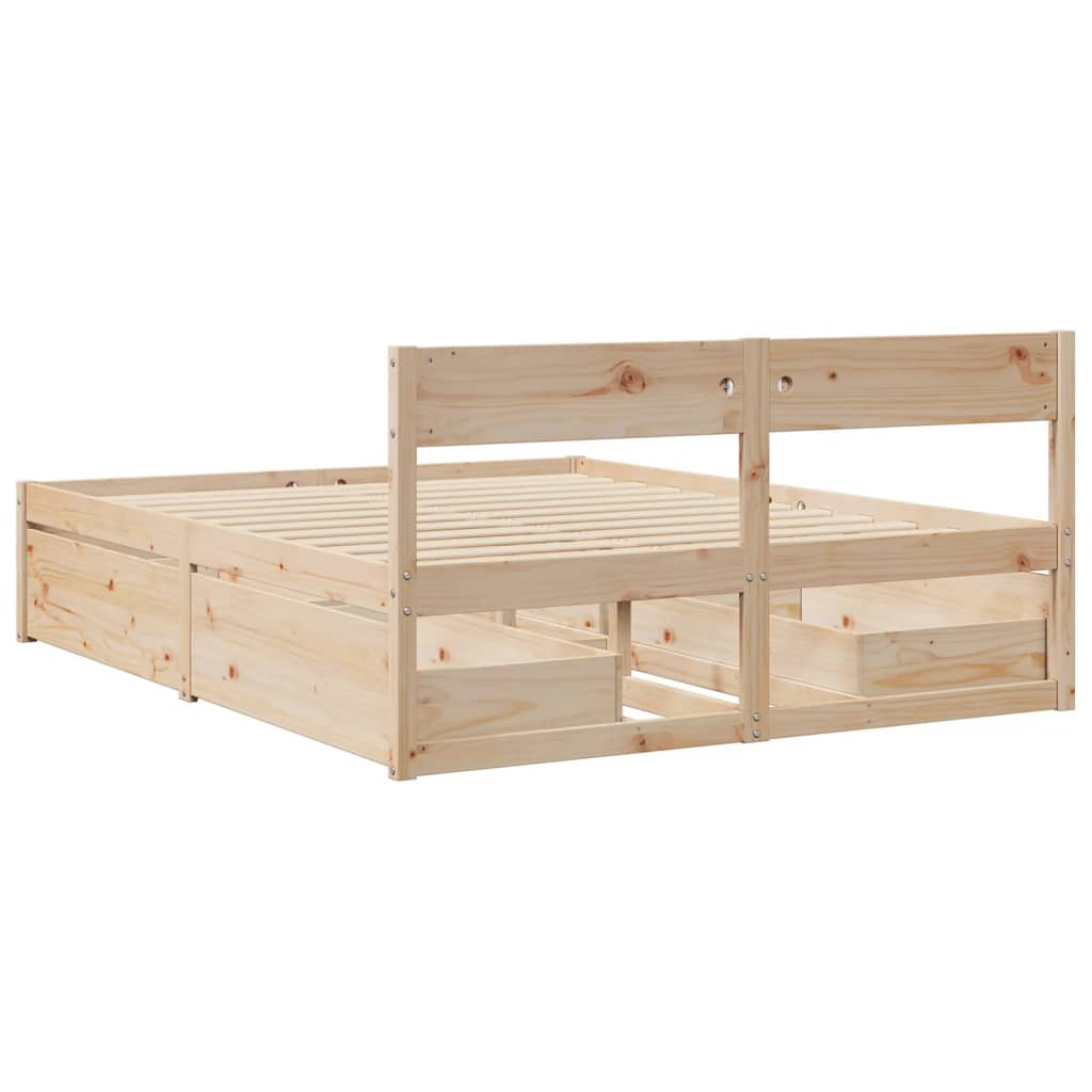 vidaXL Bed Frame without Mattress 140x200 cm Solid Wood Pine 6