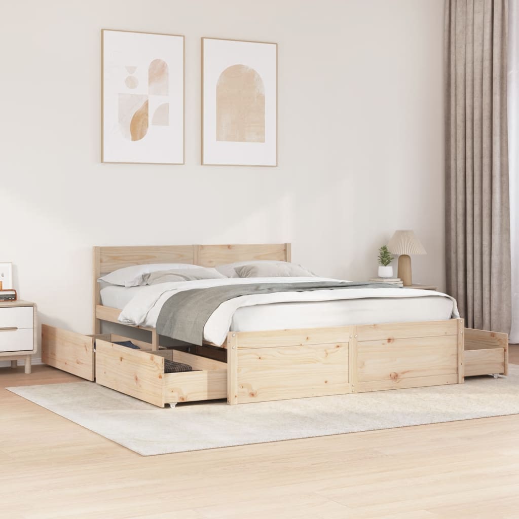 vidaXL Bed Frame without Mattress 140x200 cm Solid Wood Pine 1
