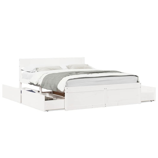 vidaXL Bed Frame without Mattress White 140x200 cm Solid Wood Pine 2