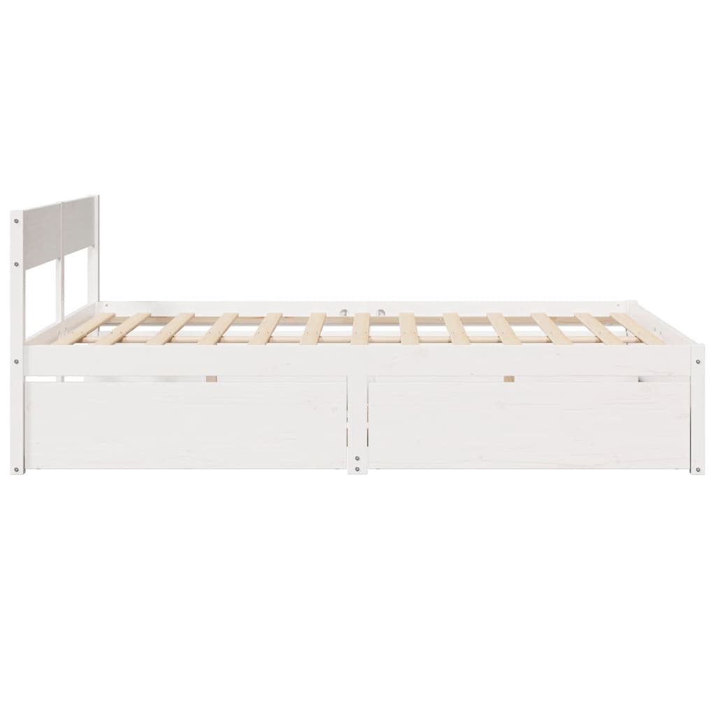 vidaXL Bed Frame without Mattress White 140x200 cm Solid Wood Pine 5