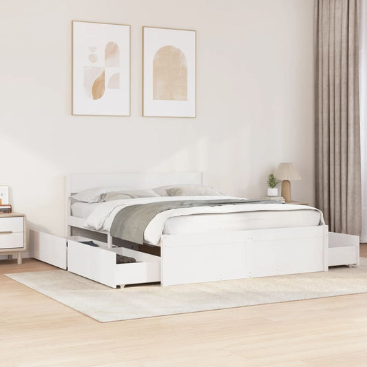 vidaXL Bed Frame without Mattress White 140x200 cm Solid Wood Pine 1