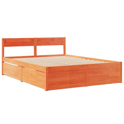vidaXL Bed Frame without Mattress Wax Brown 140x200 cm Solid Wood Pine 3