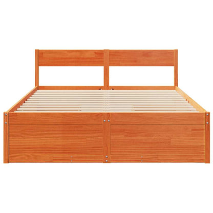 vidaXL Bed Frame without Mattress Wax Brown 140x200 cm Solid Wood Pine 4