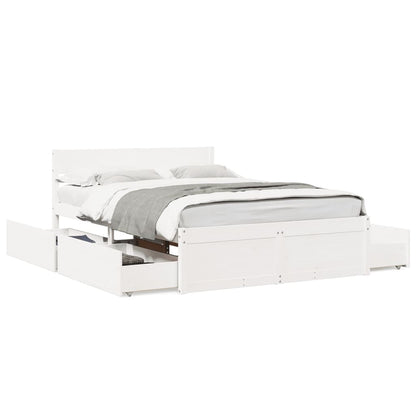 vidaXL Bed Frame without Mattress White 120x200 cm Solid Wood Pine 2