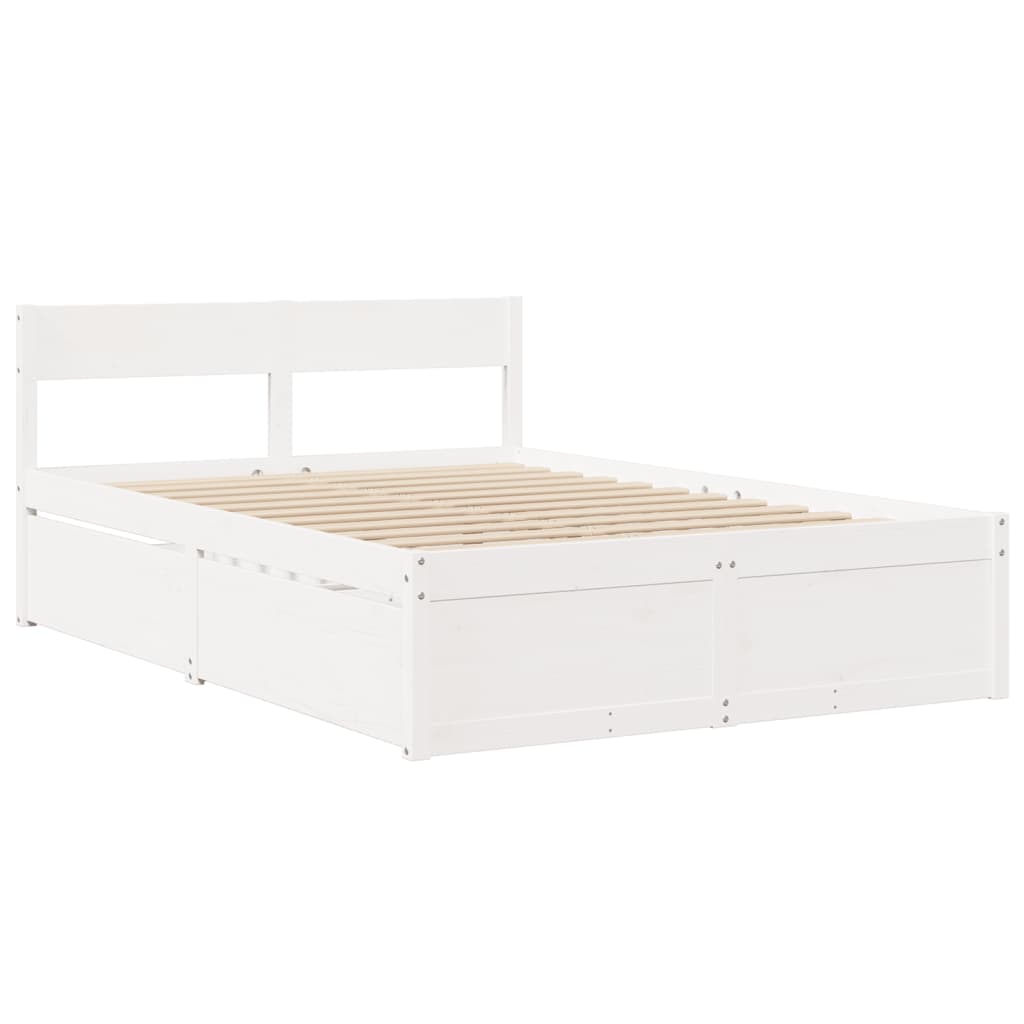 vidaXL Bed Frame without Mattress White 120x200 cm Solid Wood Pine 3