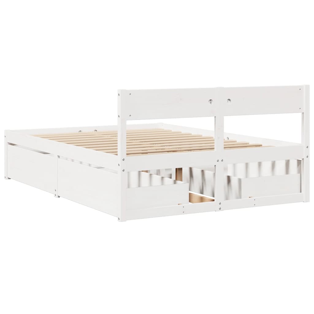 vidaXL Bed Frame without Mattress White 120x200 cm Solid Wood Pine 6