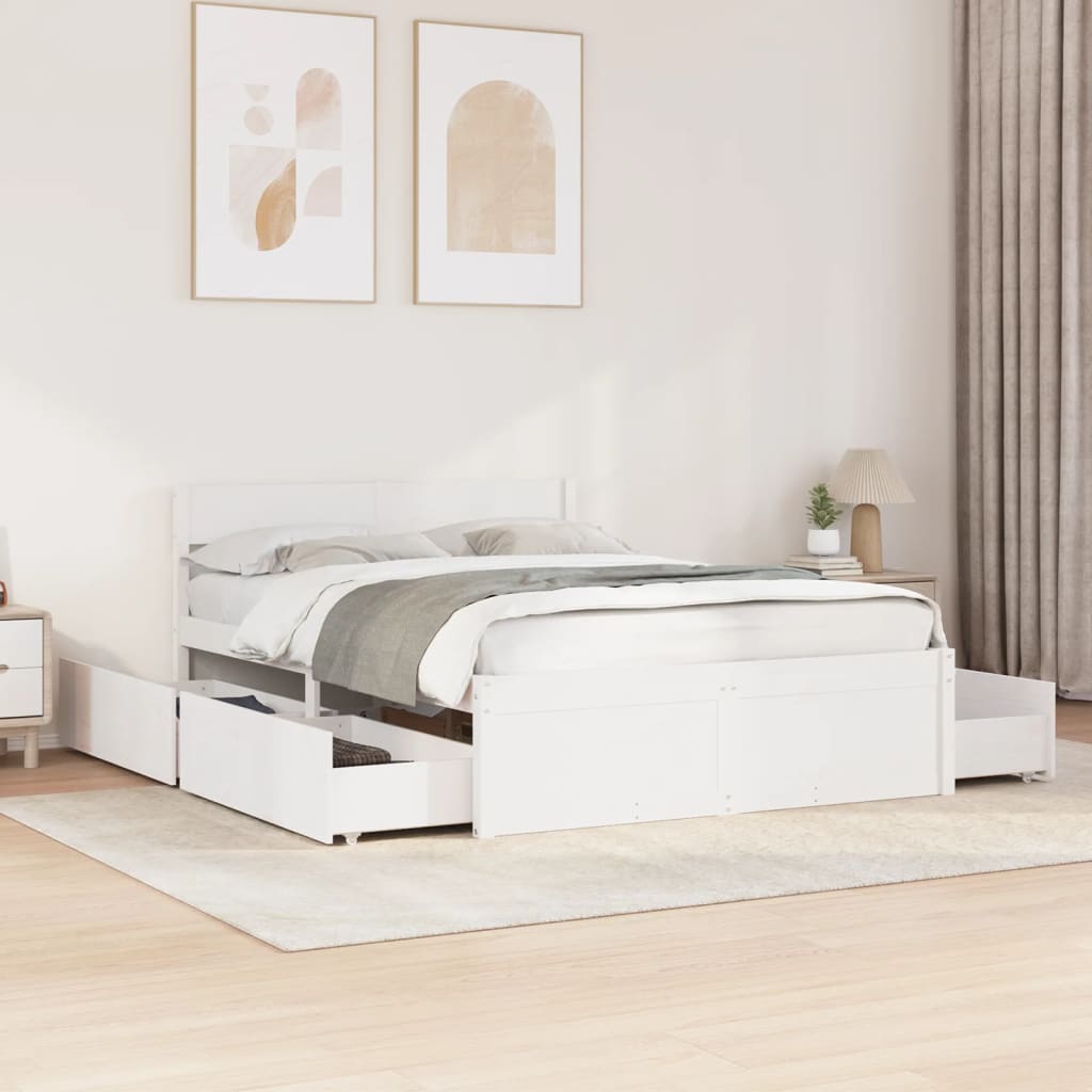 vidaXL Bed Frame without Mattress White 120x200 cm Solid Wood Pine 1