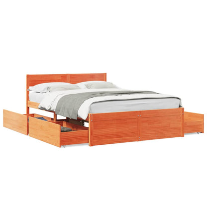 vidaXL Bed Frame without Mattress Wax Brown 120x200 cm Solid Wood Pine 2