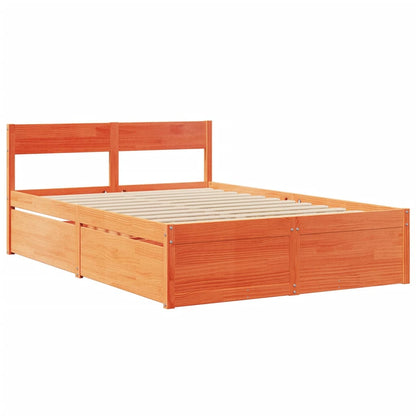 vidaXL Bed Frame without Mattress Wax Brown 120x200 cm Solid Wood Pine 3