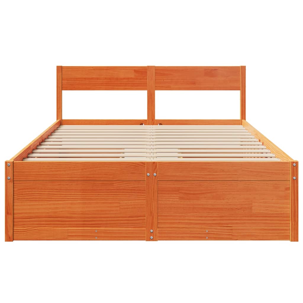 vidaXL Bed Frame without Mattress Wax Brown 120x200 cm Solid Wood Pine 4