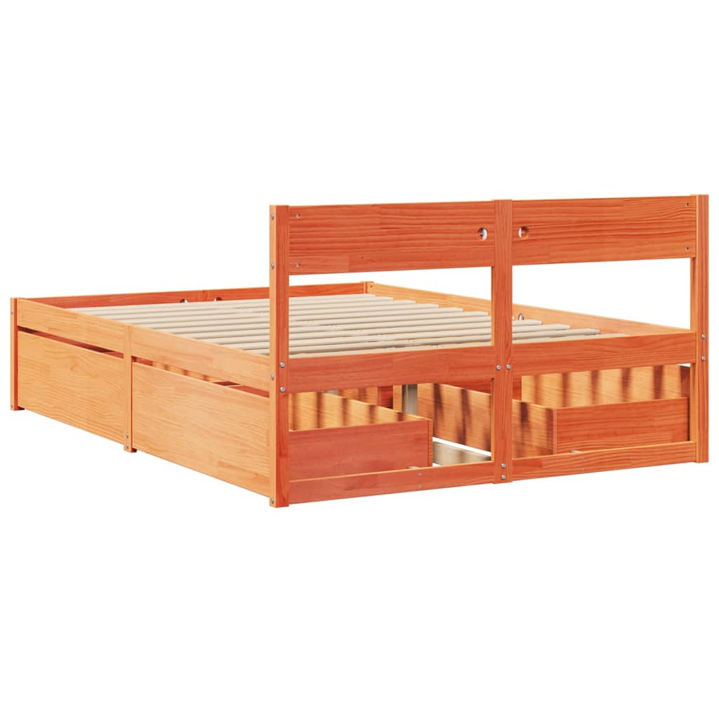 vidaXL Bed Frame without Mattress Wax Brown 120x200 cm Solid Wood Pine 6