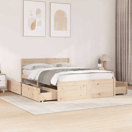 vidaXL Bed Frame without Mattress 140x190 cm Solid Wood Pine 1
