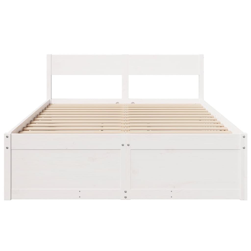 vidaXL Bed Frame without Mattress White 140x190 cm Solid Wood Pine 4