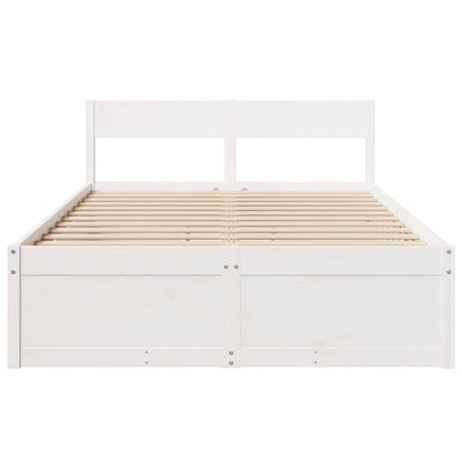 vidaXL Bed Frame without Mattress White 140x190 cm Solid Wood Pine 4