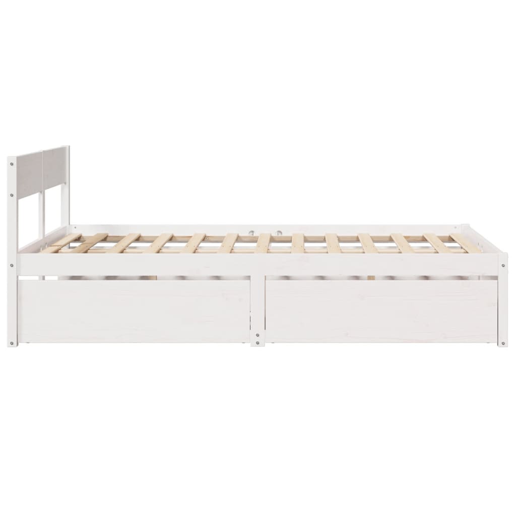 vidaXL Bed Frame without Mattress White 140x190 cm Solid Wood Pine 5