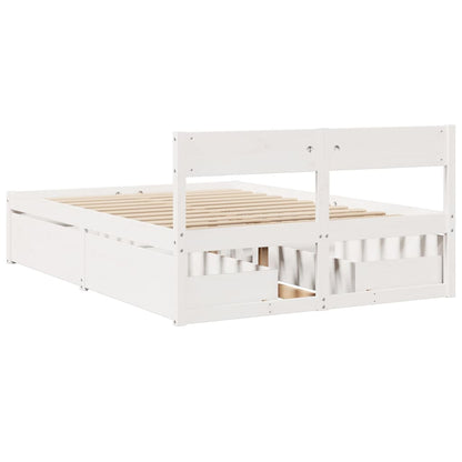 vidaXL Bed Frame without Mattress White 140x190 cm Solid Wood Pine 6
