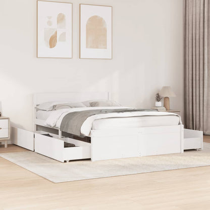 vidaXL Bed Frame without Mattress White 140x190 cm Solid Wood Pine 1