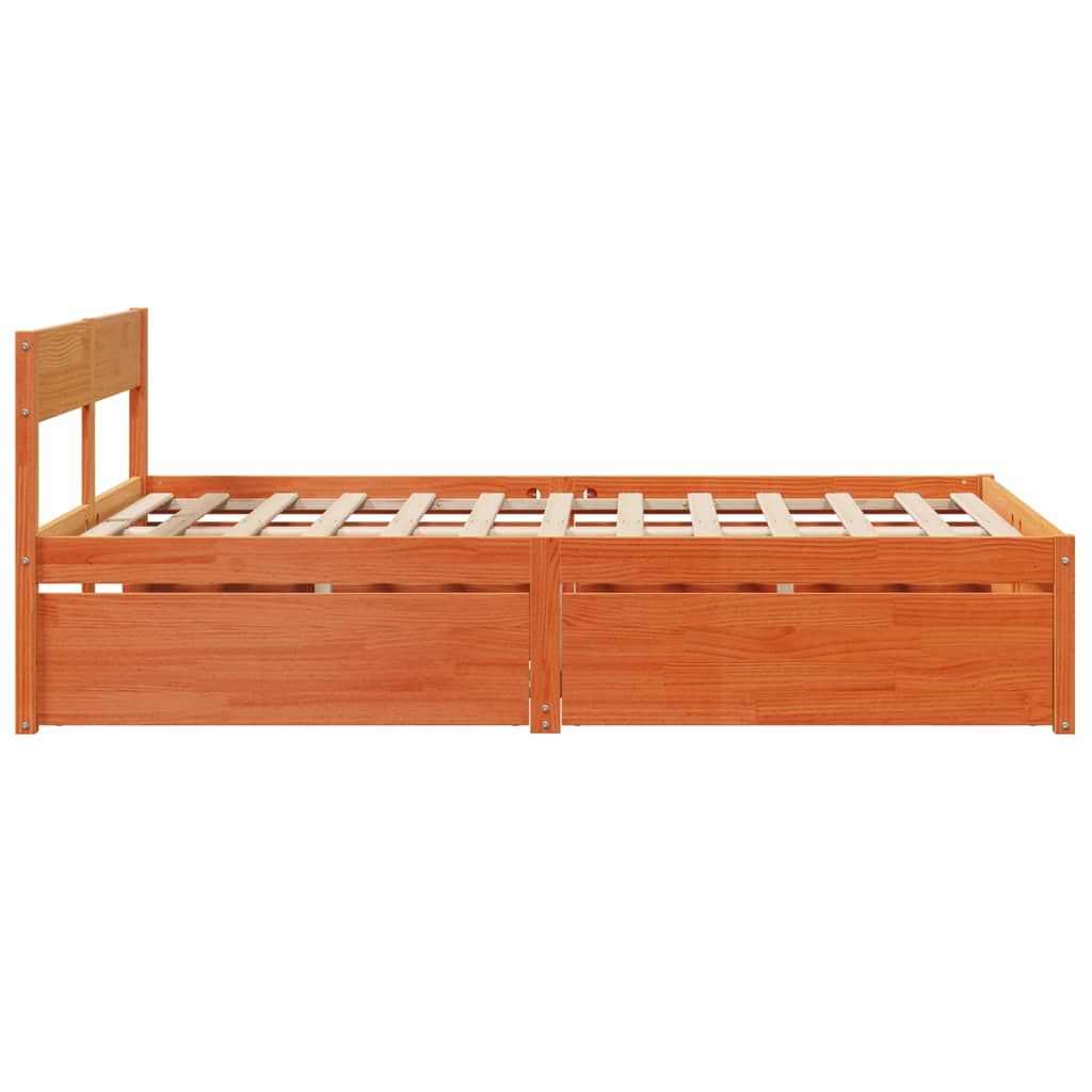 vidaXL Bed Frame without Mattress Wax Brown 140x190 cm Solid Wood Pine 5