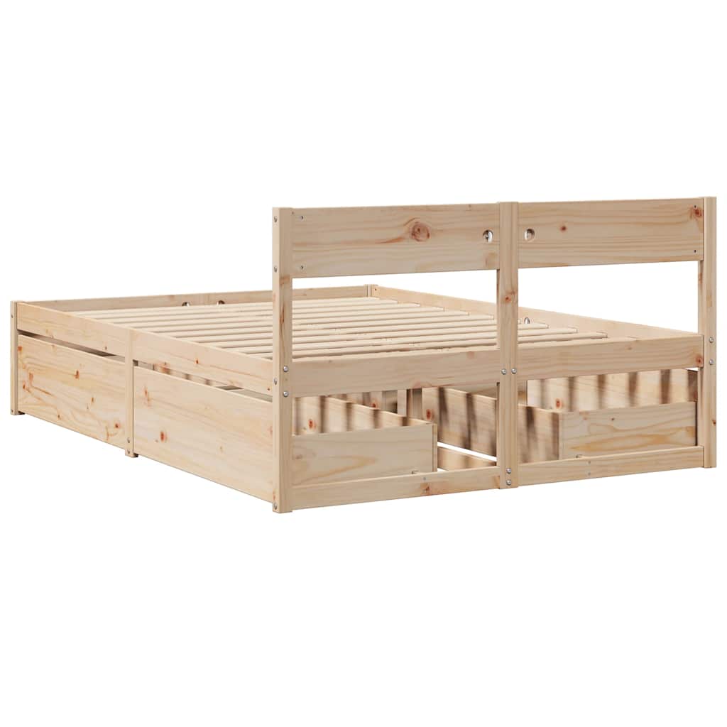 vidaXL Bed Frame without Mattress 135x190 cm Solid Wood Pine 6