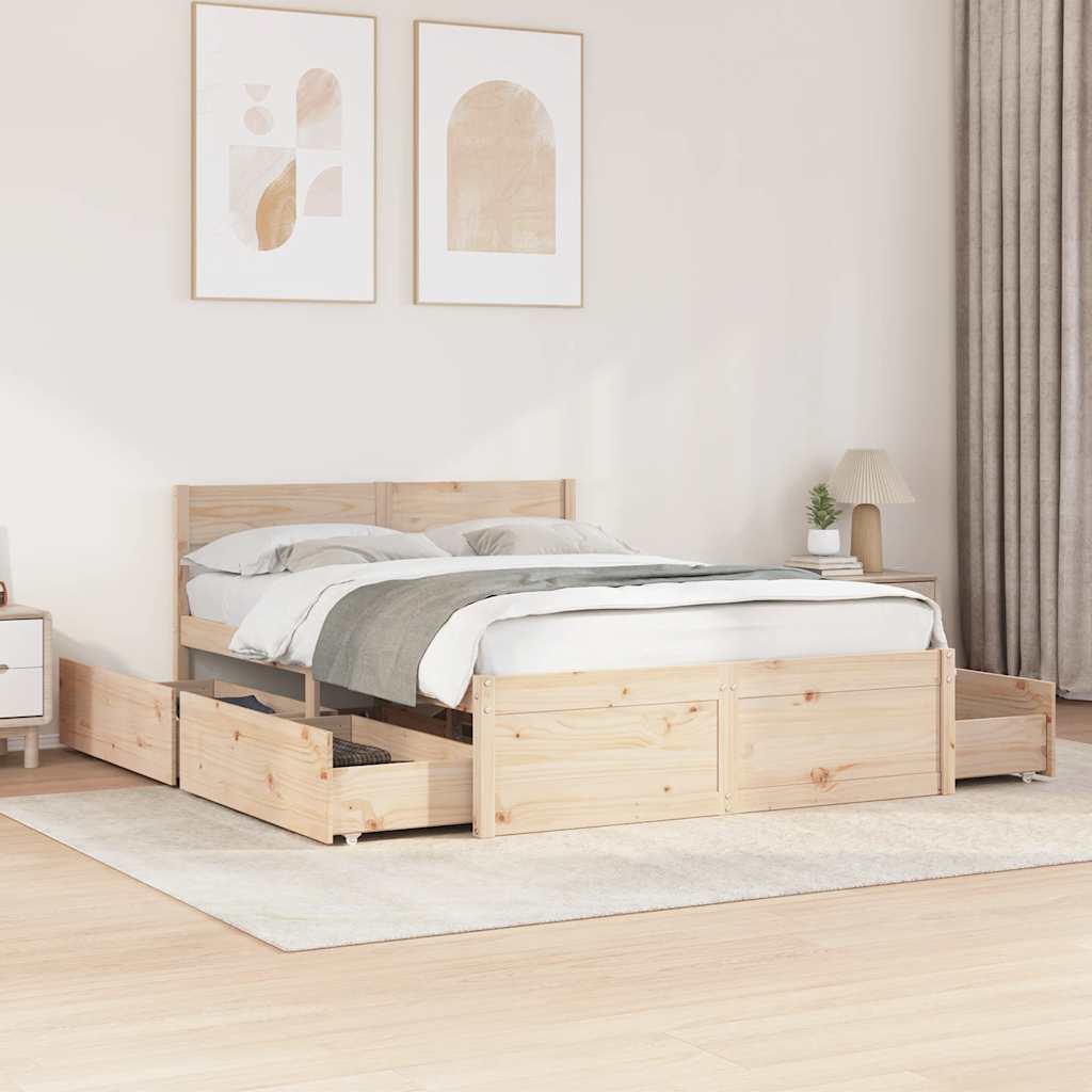 vidaXL Bed Frame without Mattress 135x190 cm Solid Wood Pine 1