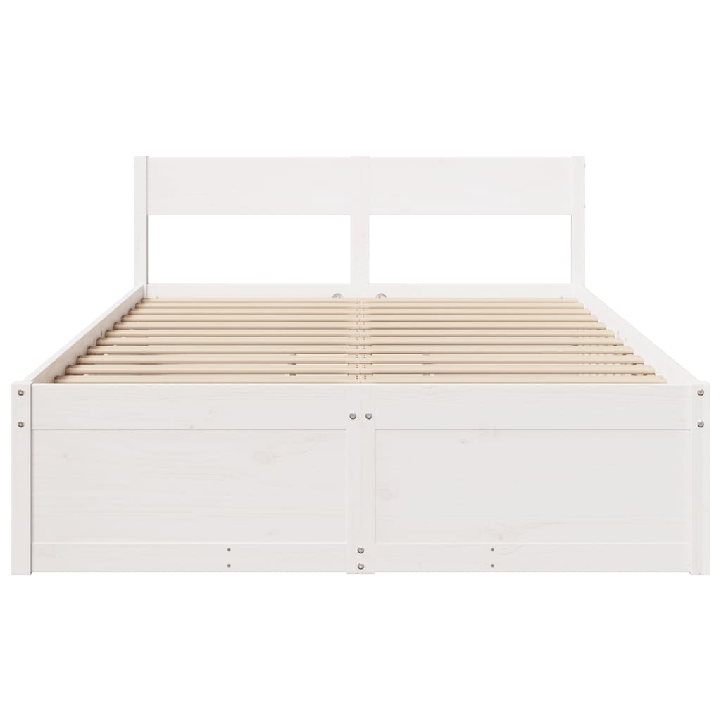 vidaXL Bed Frame without Mattress White 135x190 cm Solid Wood Pine 4